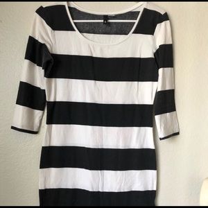 H&M black and white striped dress